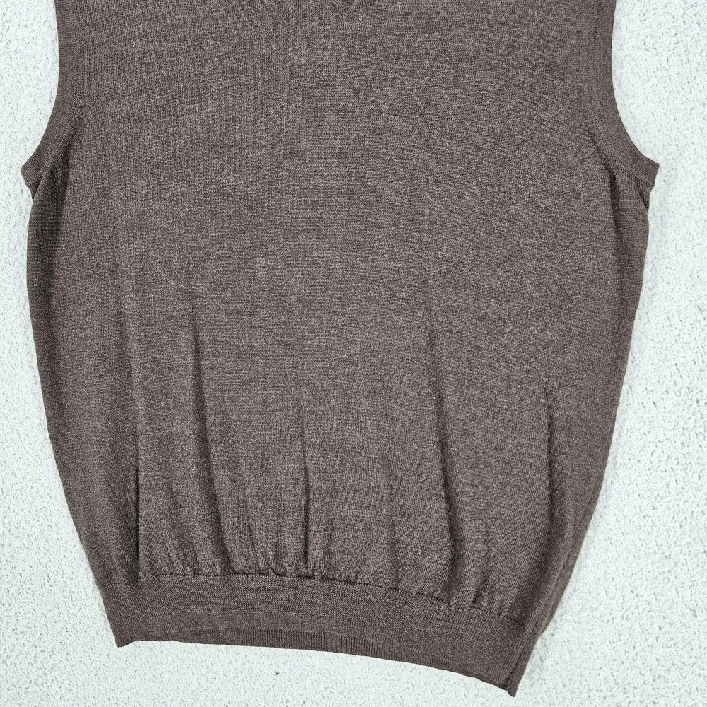 Jos A Bank Sweater Vest Mens Large Brown 100% Merino Wool V Neck Pullover
